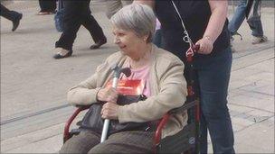 Wheelchair user Margaret Williams at the National Eisteddfod in Ebbw Vale