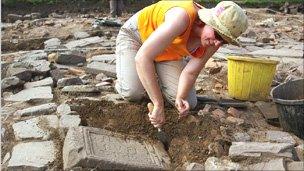 Excavation work at Priory Field in Caerleon