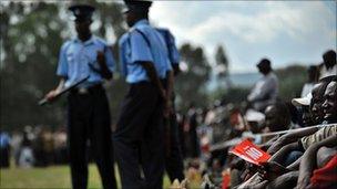 Kenyans attend a "no" rally called by religious leaders in opposition to the proposed Kenya constitution in the lakeside town of Nakuru