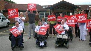 Campaigners outside Helen Ley centre