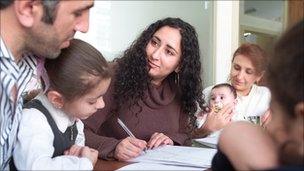 Family receiving legal aid