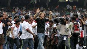 Diego Forlan at a Calcutta football match