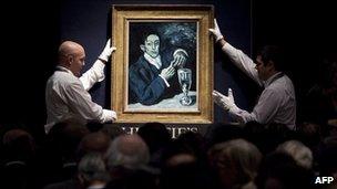 Pablo Picasso's Portrait d'Angel Fernandez de Soto during Christie's Impressionist and Modern Art Evening Sales on 23 June 2010 in London.