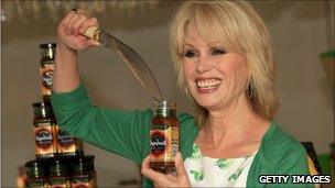 Actress Joanna Lumley poses for photographs as she attends a photocall to launch new chutney