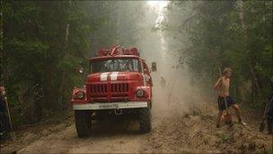 Fire vehicle, forest area close to Kadanok village