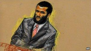 Omar Khadr in court in Guantanamo, 9 August