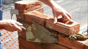 Bricklayer at work