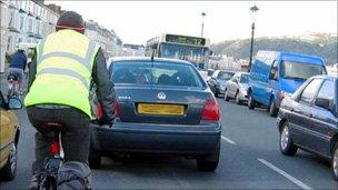 Cyclist in Llandudno