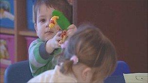 Children at a nursery in Wales