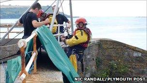 Fire crews in rescue exercise on Plymouth Hoe