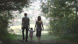 Family out walking