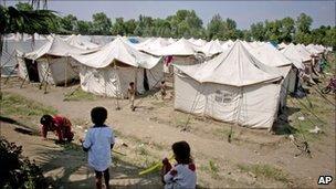 Aid camp in Nowshera, Pakistan