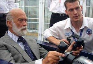 HRH Prince Michael tries out the Bloodhound simulator