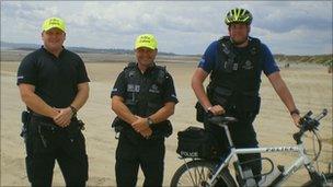 Beach patrol officers on Camber beach