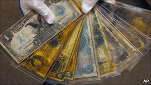 Paper currency salvaged from the Titanic wreck