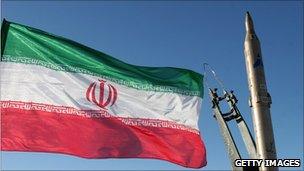 Iranian flag and missile