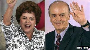 Dilma Rousseff and Jose Serra