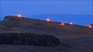 Housesteads lit up during Illuminating Hadrian's Wall