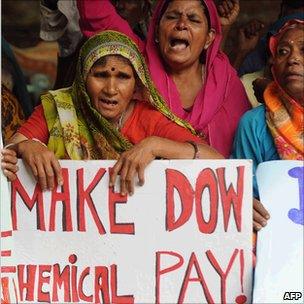 An anti-Dow Chemicals protest in Delhi on 27 July 2010