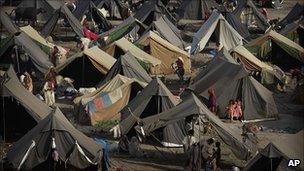 Camps at a displaced person's camp in Pakistan