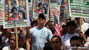 Hispanic voters demonstrate in favour of immigration reform in May