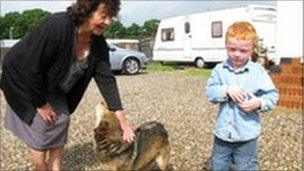 Mary McCarthy and grandson at the Dale Farm site