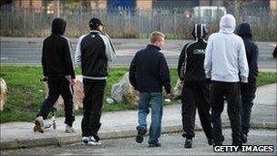 Teenagers in street