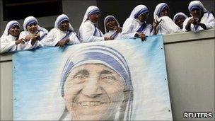 Nuns at a service to mark Mother Teresa's 100th anniversary in Calcutta