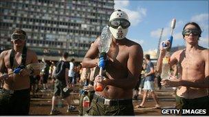 Israeli youths take part in annual Tel Aviv water fight