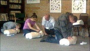 Teenagers learning first aid through the PAYP early intervention scheme in Knowsley, Liverpool