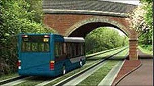 An artist's impression of the Cambridgeshire guided busway