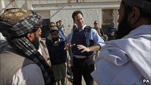 Nick Clegg talking to local people in Afghanistan