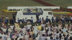 The Popemobile in Bellahouston Park, 1982