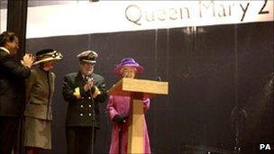 The Queen launches the ship