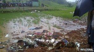 Wreckage from the site of the crash, 24 August 2010