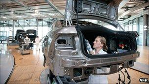 Worker at a Volkswagen factory in Dresden