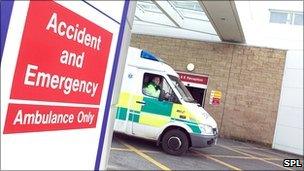 Ambulance at hospital A&E department