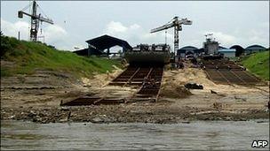 Stranded ship at shipyard in Iquitos