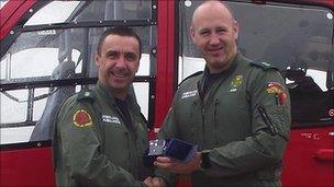 Mark Timmins (left) receiving locality award from Ian Binnington