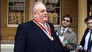 Sir Cyril receives his knighthood in 1988