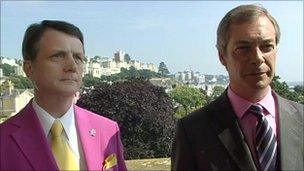 Gerard Batten and Nigel Farage in Torquay