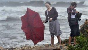 Strong winds from tropical storm Early his Montauk, NY (3 Sept 2010)