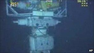 A still from a BP video showing the damaged blowout preventer on 4 September 2010