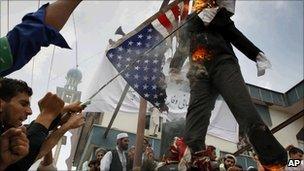 Afghan protesters in Kabul on 6 September 2010