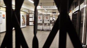 Gates down at Tube station