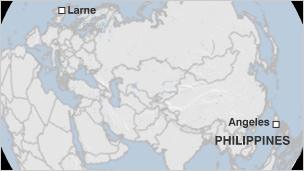 Larne to Philippines map