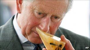 Prince Charles sniffs some environmentally-friendly soap