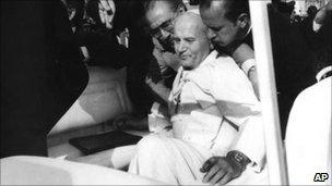 Pope John Paul II after the assassination attempt