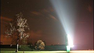 Light escapes from a billboard in Slovenia