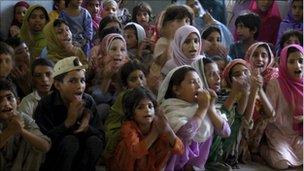 Children in a classroom at the Nowshera Girls Technical College in Pakistan's Khyber-Pakhtunkhwa province